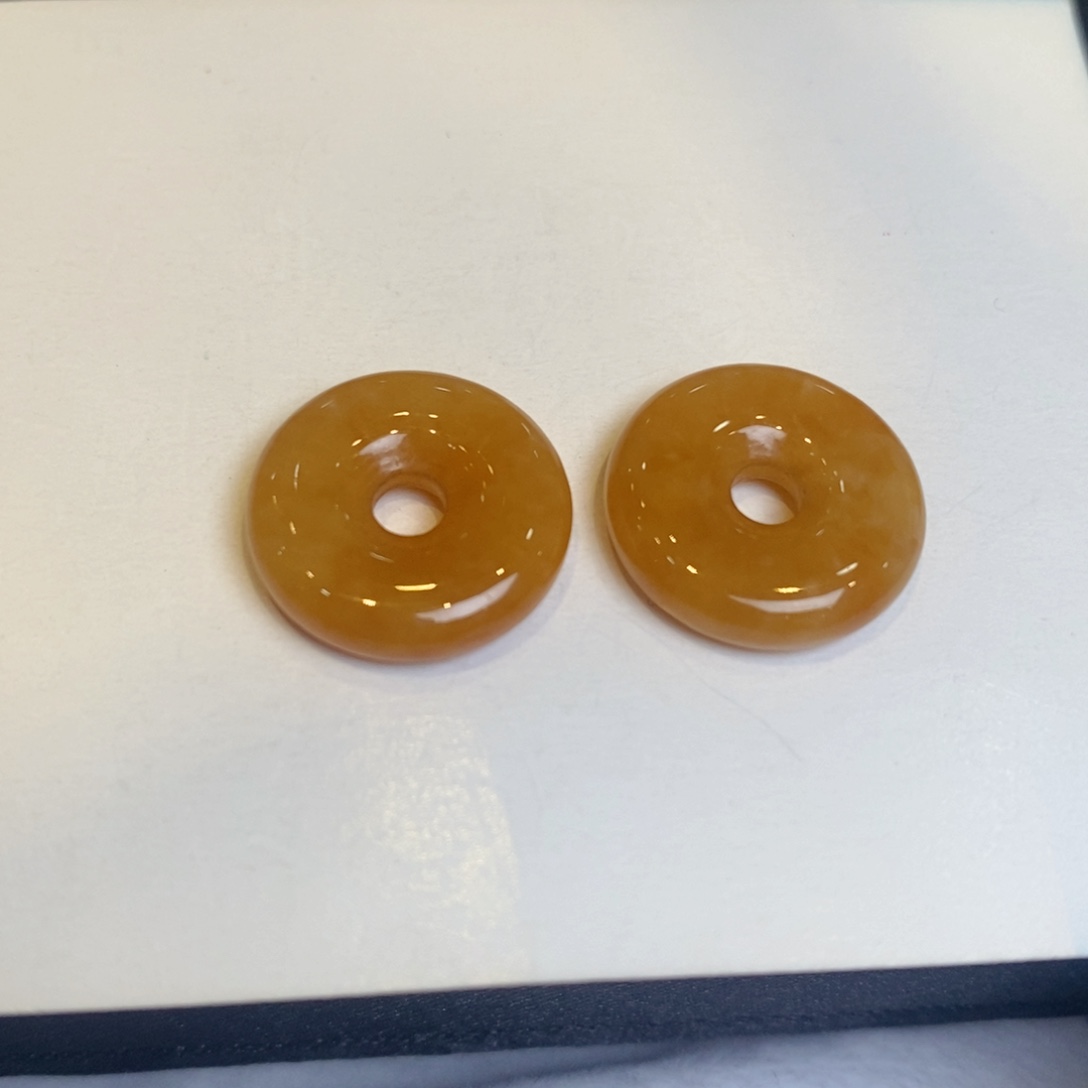 翡翠耳饰未镶嵌黄翡甜甜圈