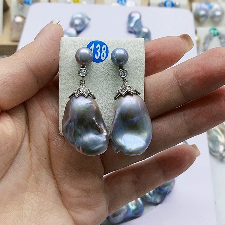 银S925镶嵌淡水珍珠耳饰陪****℡