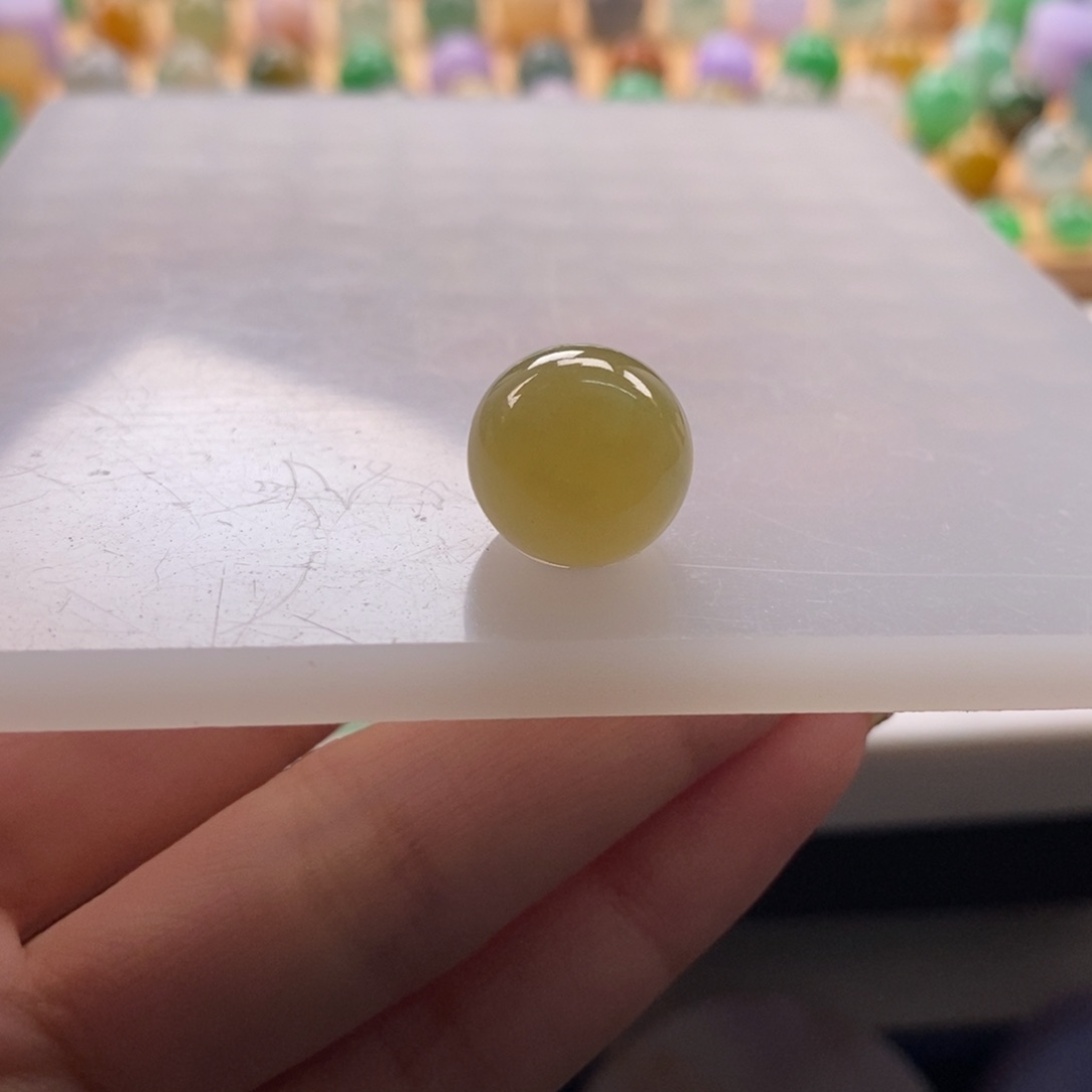 翡翠未镶嵌颈饰柠檬黄圆珠卡13