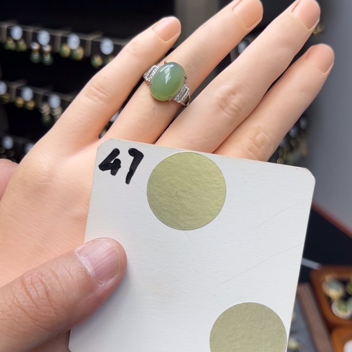 银S925镶嵌戒指和田玉和田玉47