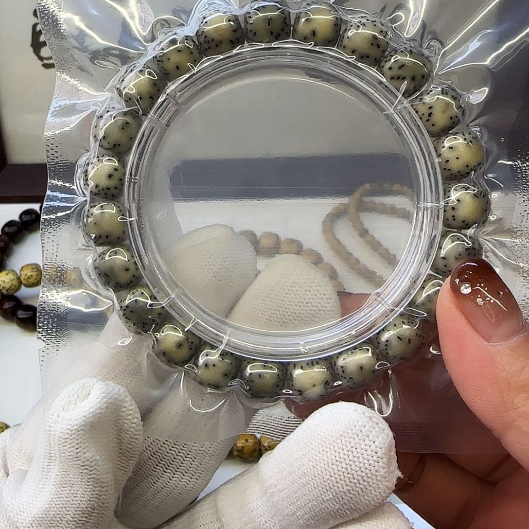 星月菩提手串卡10青瓷绿双留白