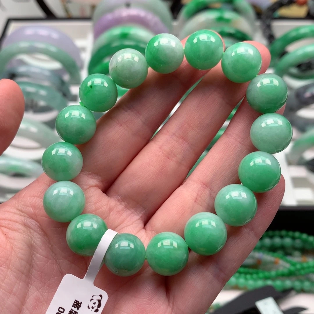 缅甸A货翡翠手链 12.8mm