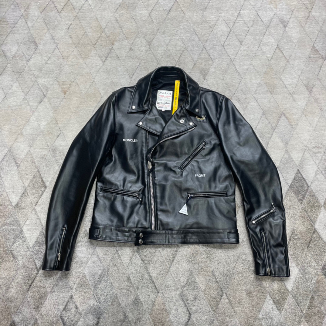 全新未使用 MONCLER 123617 X FRGMT 藤原浩X 70周年联名机车皮衣