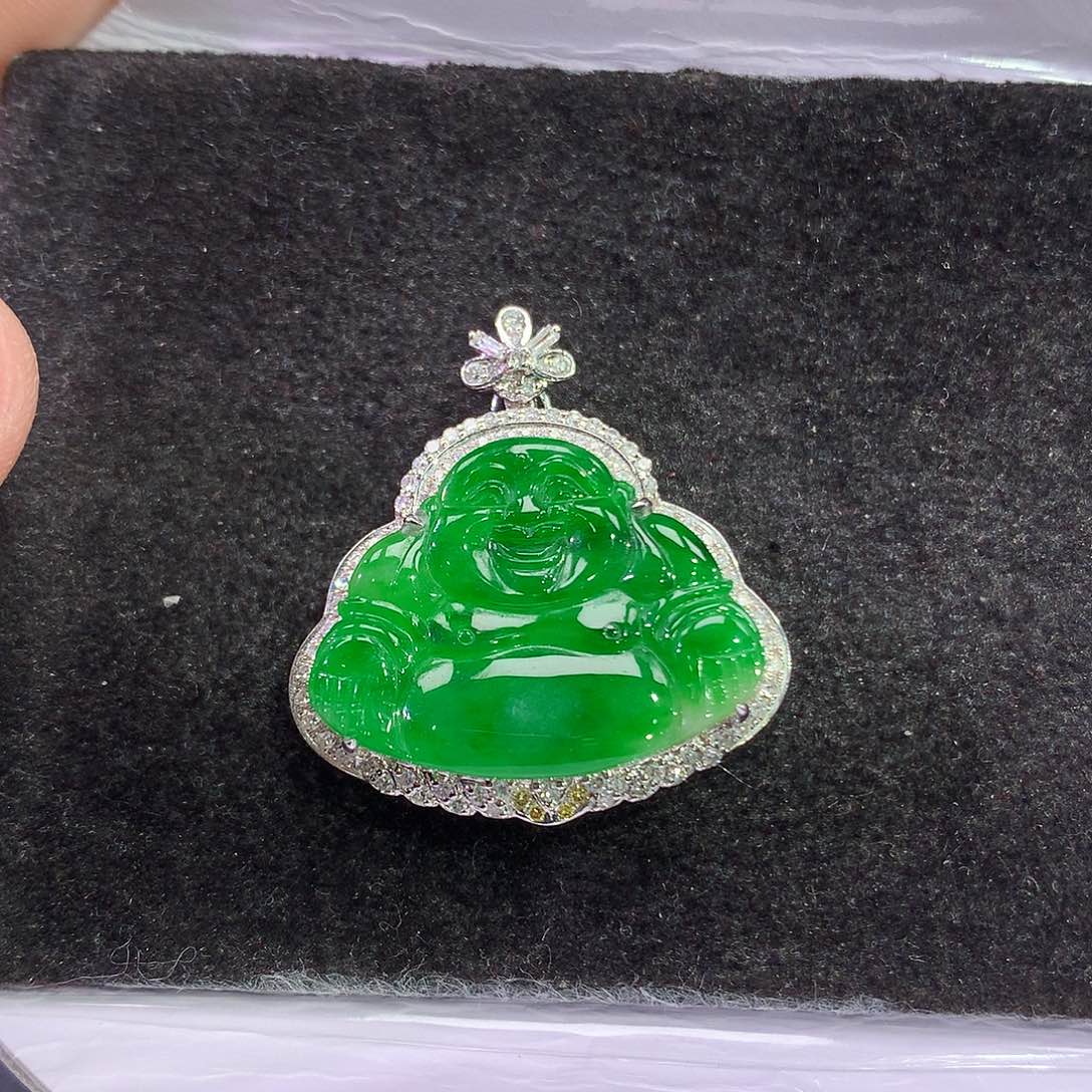 翡翠18K金镶嵌吊坠(赠链)