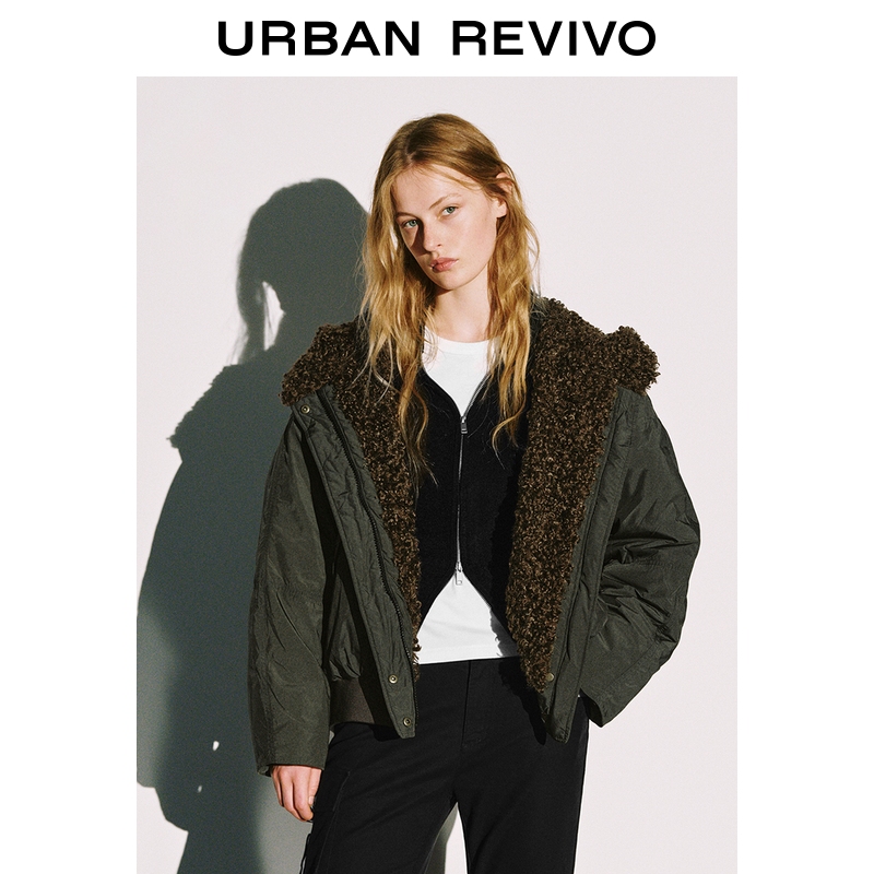 UR2025冬季新款女装潮流毛领连帽厚绒超宽松羽绒服UYV150081