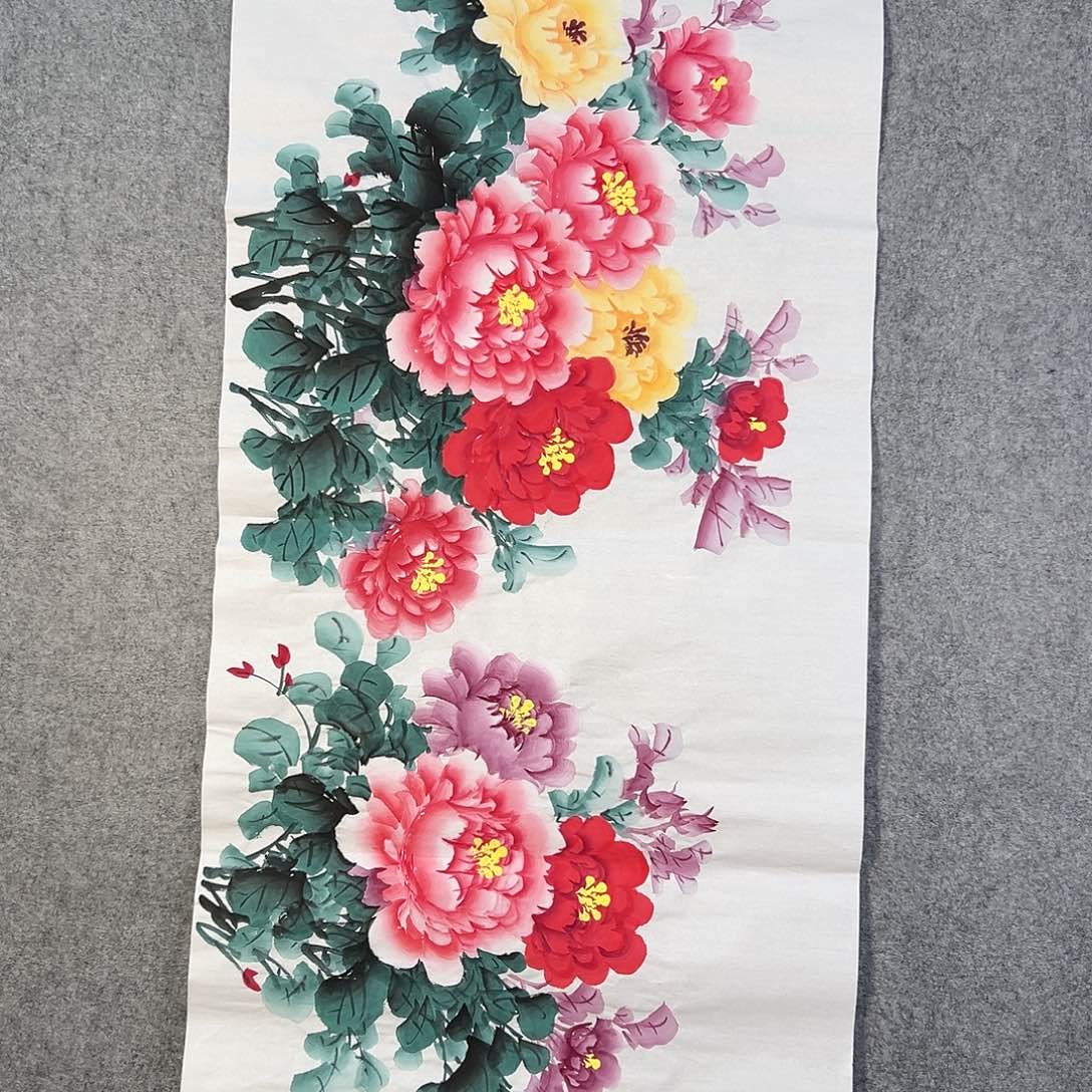 国画680 牡丹等花卉图案装饰图案为