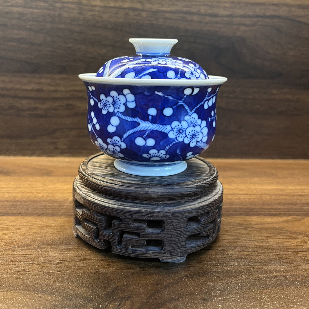 景德镇全手工手绘陶瓷冰梅布袋盖碗 高档陶瓷茶具 盖碗