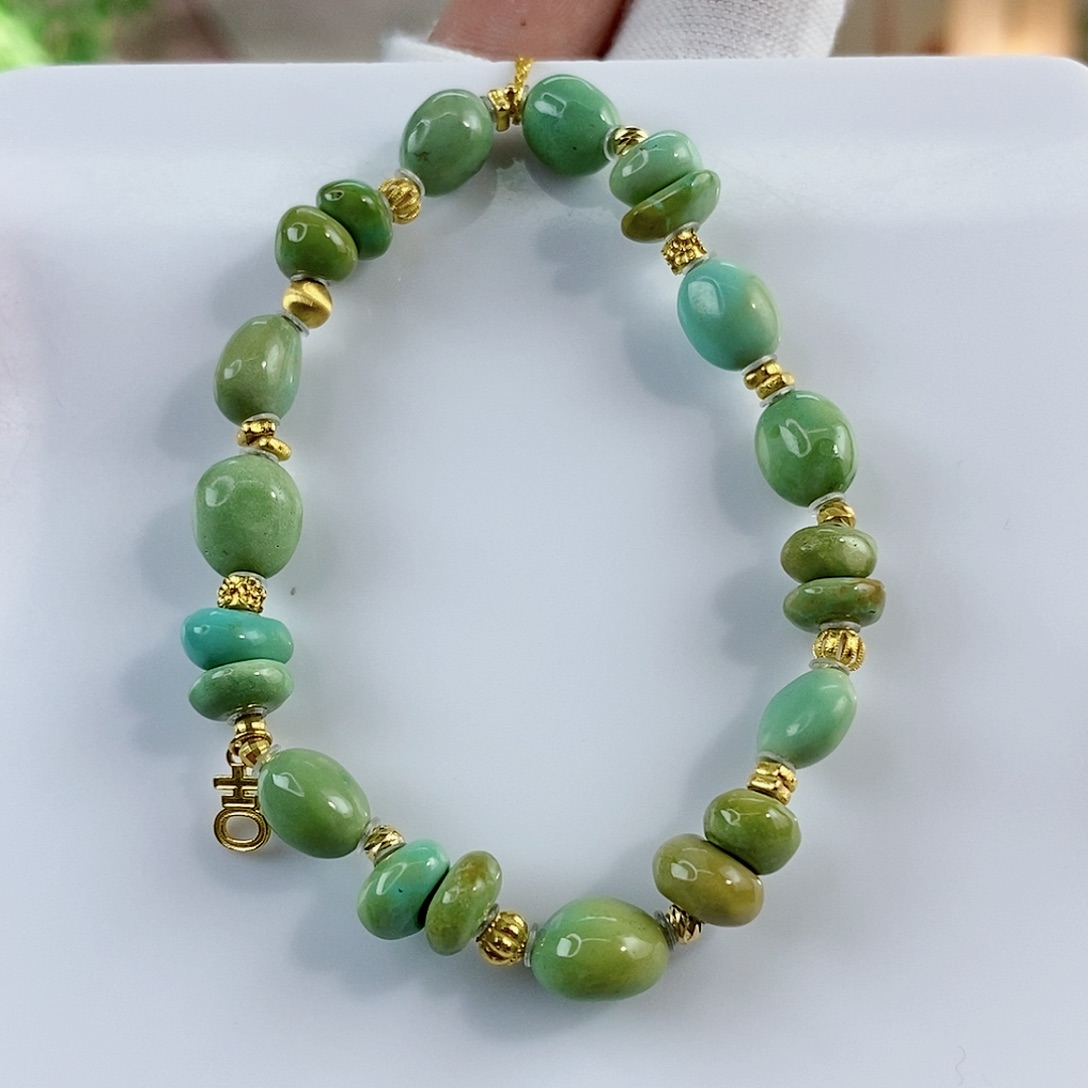 绿松石珠宝奇石18K金镶嵌