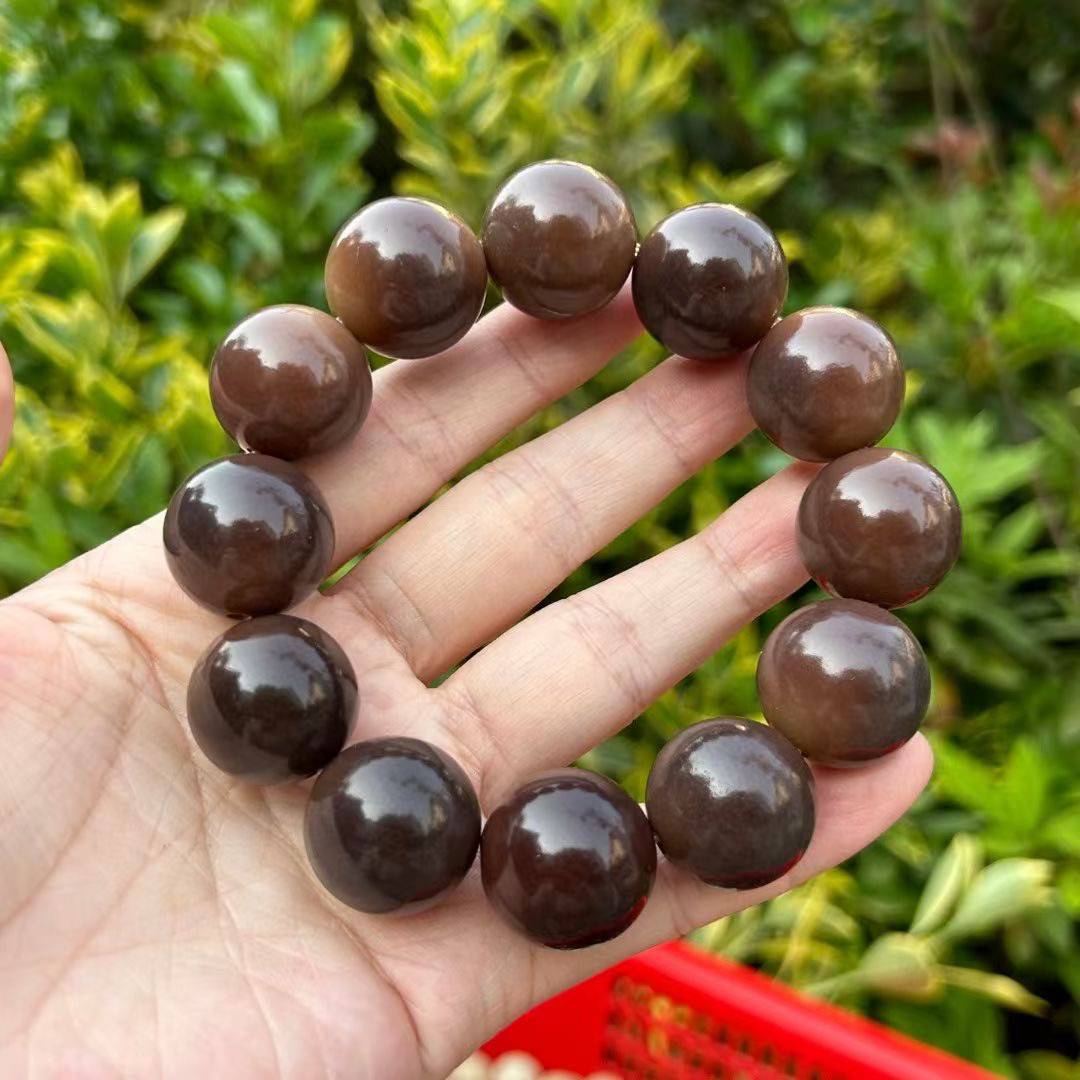 天然菩提根风化黑金老料20mm左右单圈手串