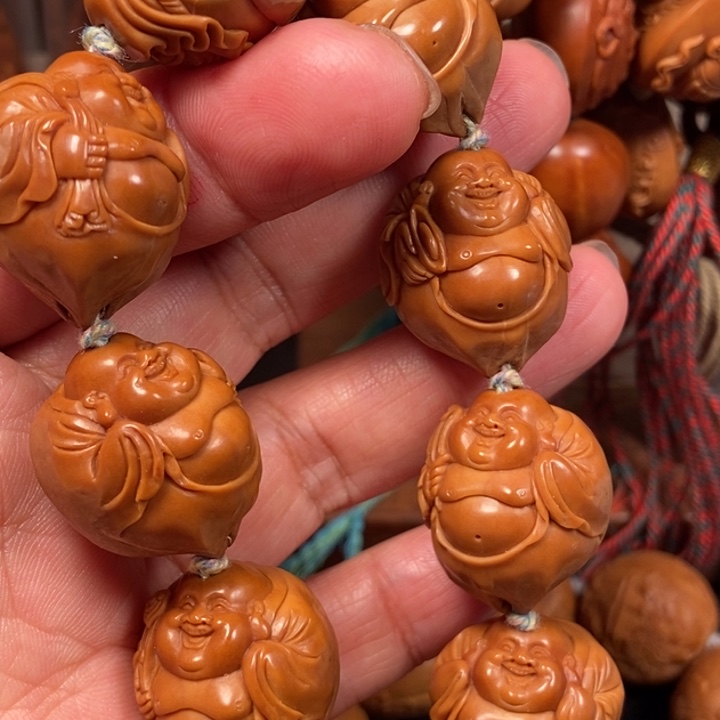 橄榄核手串/手链*️***橄榄核雕刻2.2铁核包衣弥勒