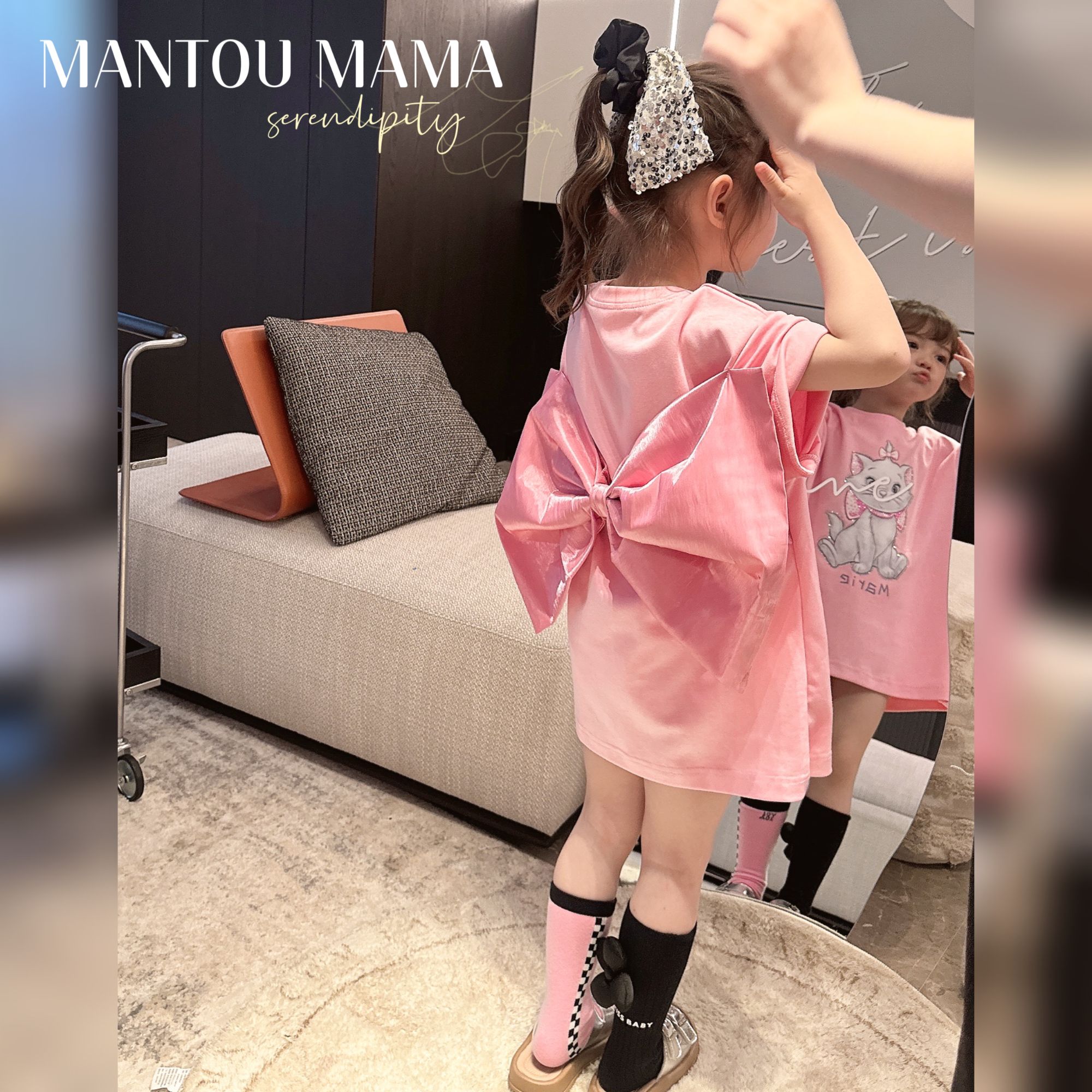 【玛丽公主喵】【现货】猫咪印花T恤连衣裙女童夏季舒适透气宽松短袖