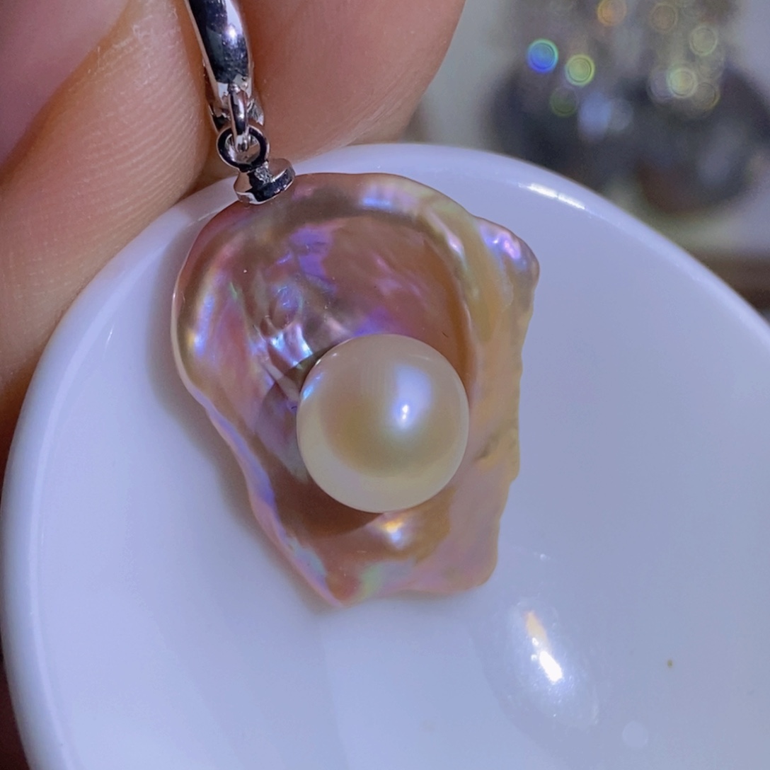 银S925镶嵌天然淡水珍珠淡水珍珠