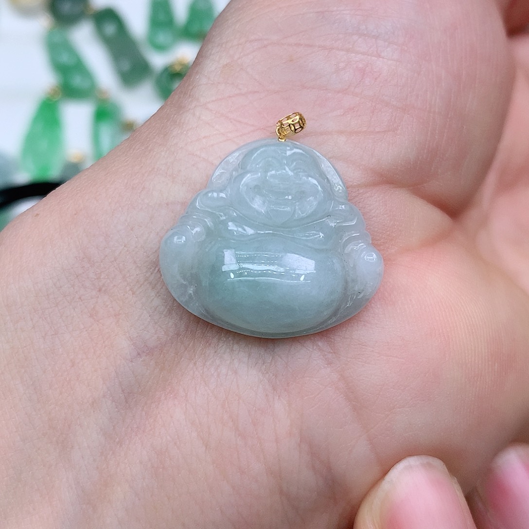 翡翠吊坠(不含链)18K金镶嵌