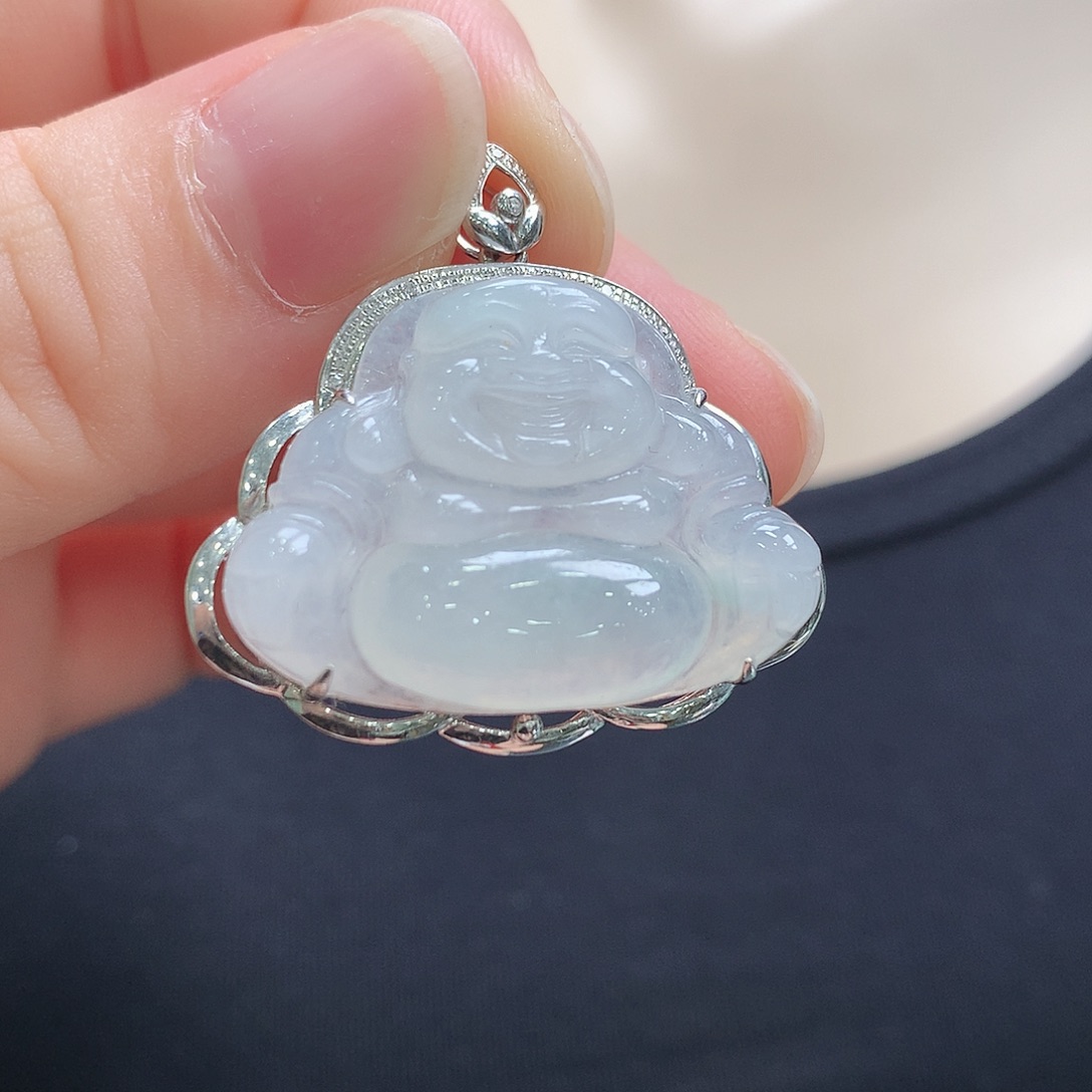 翡翠18K金镶嵌颈饰佛公