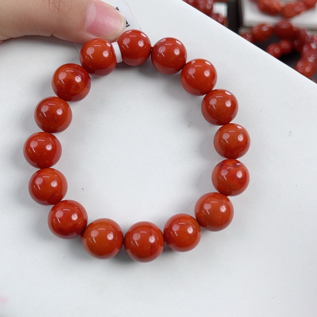 妮***南红玛瑙未镶嵌瓦西柿子锦火焰单圈13mm