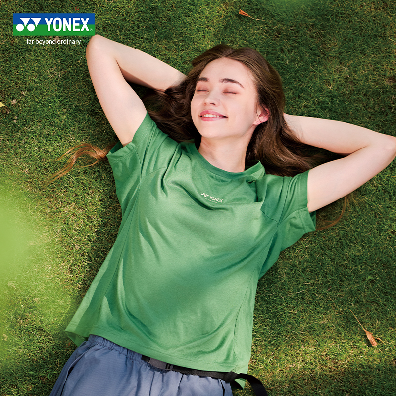 yonex尤尼克斯羽毛球服男女款速干短袖T恤宽松圆领透气上衣网球服