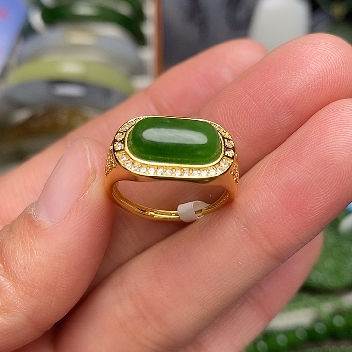 和田玉银S925镶嵌戒指