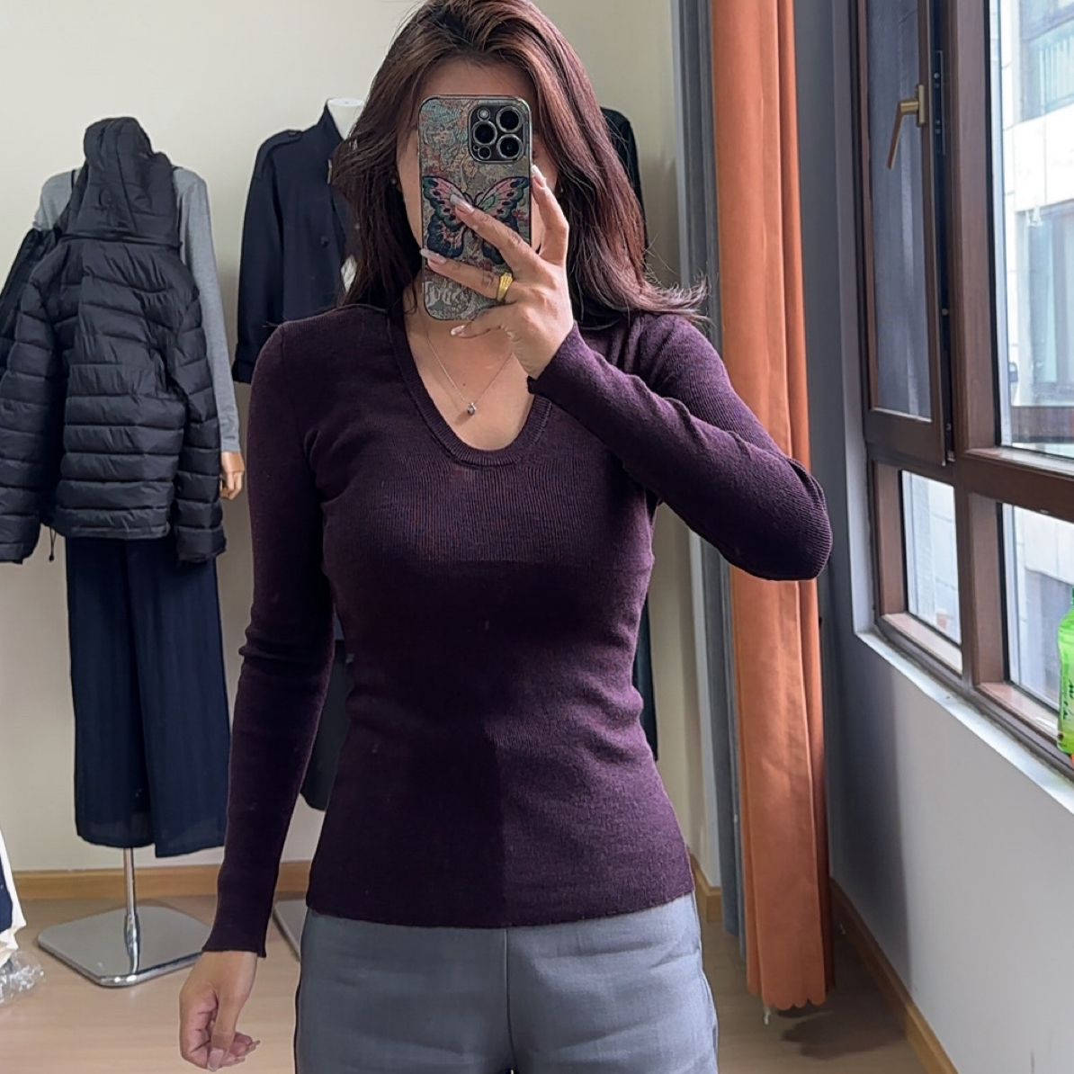 U领毛衣打底纯色女款