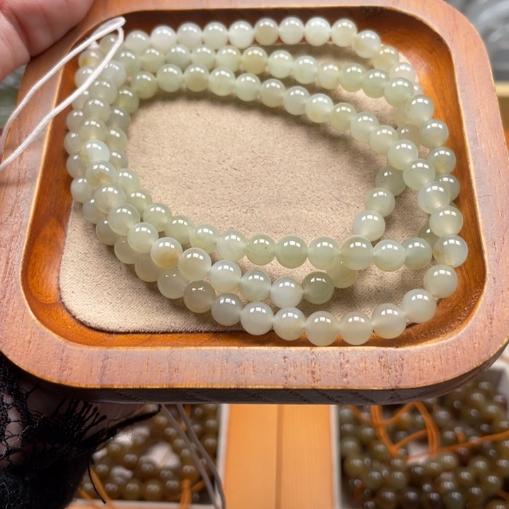 和田玉珠串6mm未镶嵌