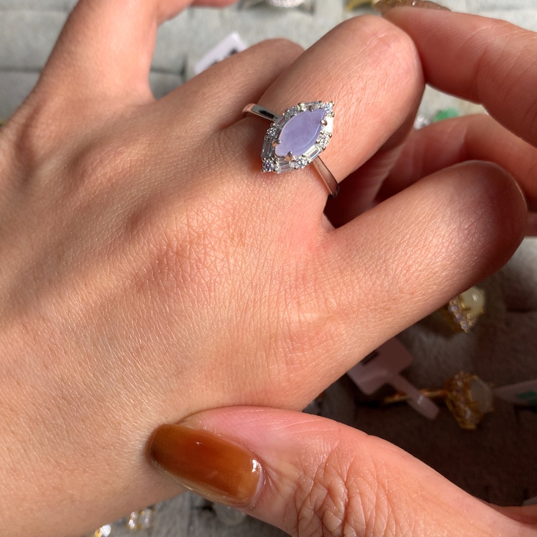 翡翠银S925镶嵌耳饰戒指