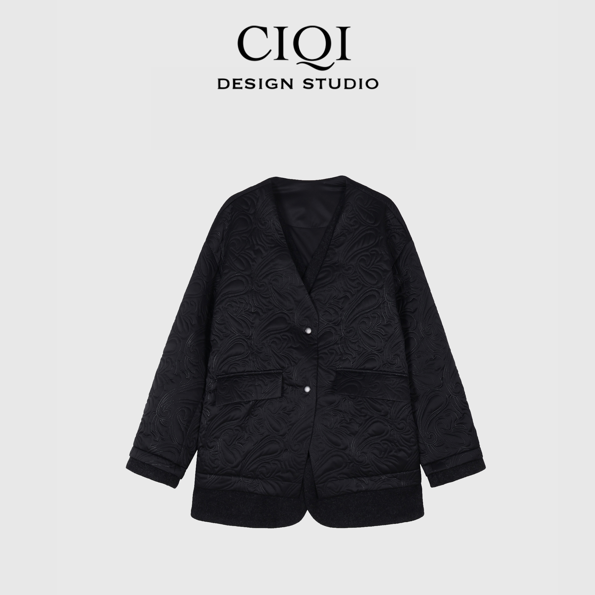 CIQI STUDIO【轻奢必备】重工缎面刺绣松弛百搭气质西服外套192811