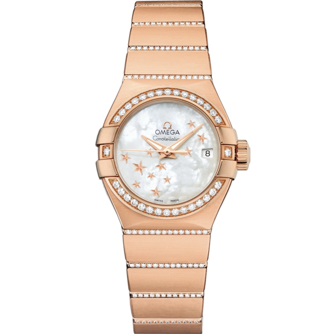 未使用 Omega/欧米茄 星座系列/女表/机械/全金/原钻