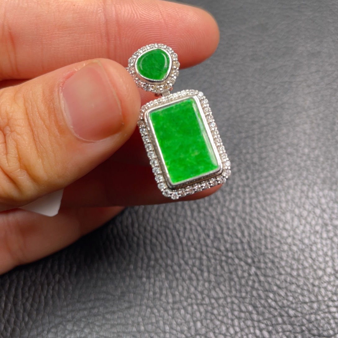 翡翠吊坠(不含链)银S925镶嵌