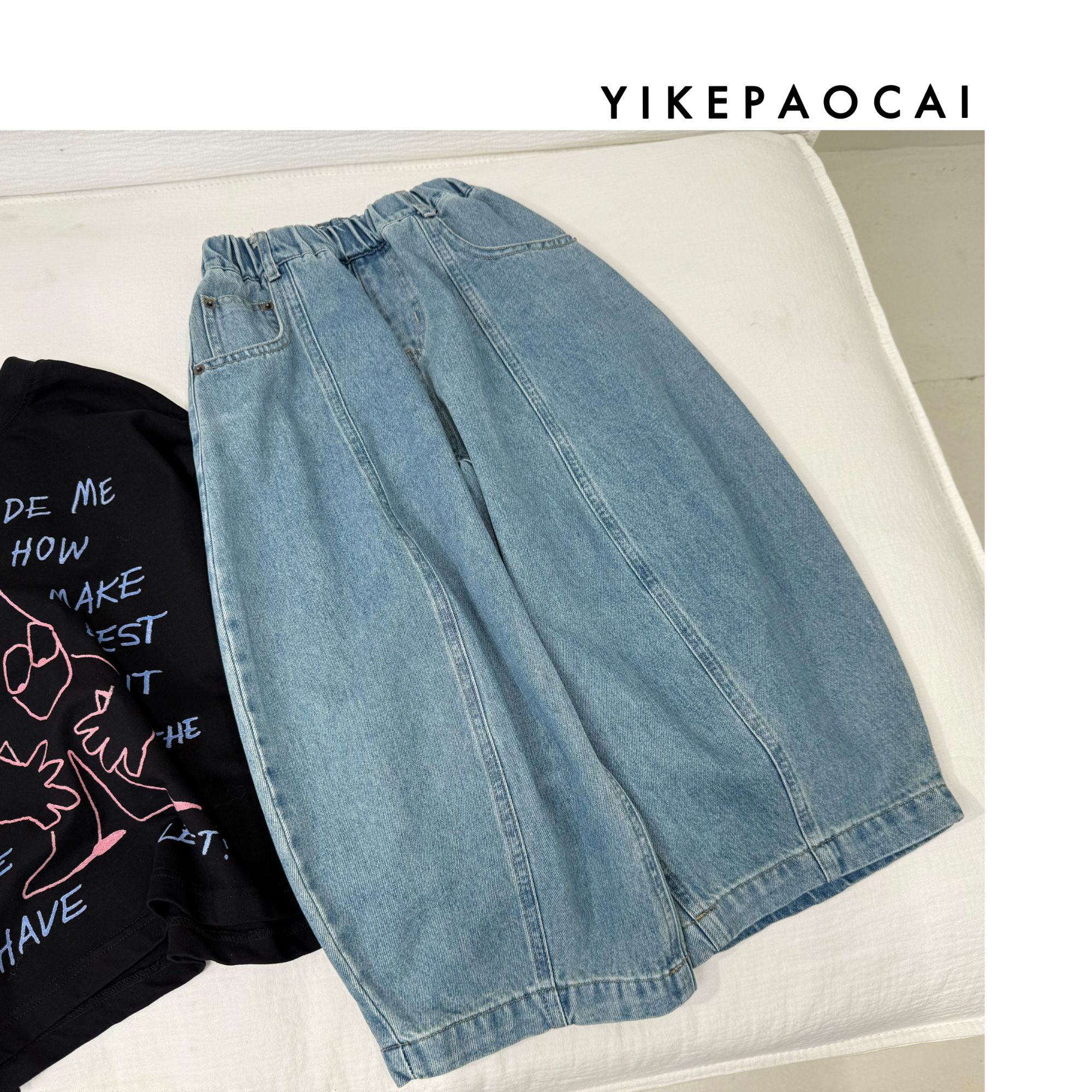 一颗泡菜「童装」66019《秋》气球阔腿牛仔裤