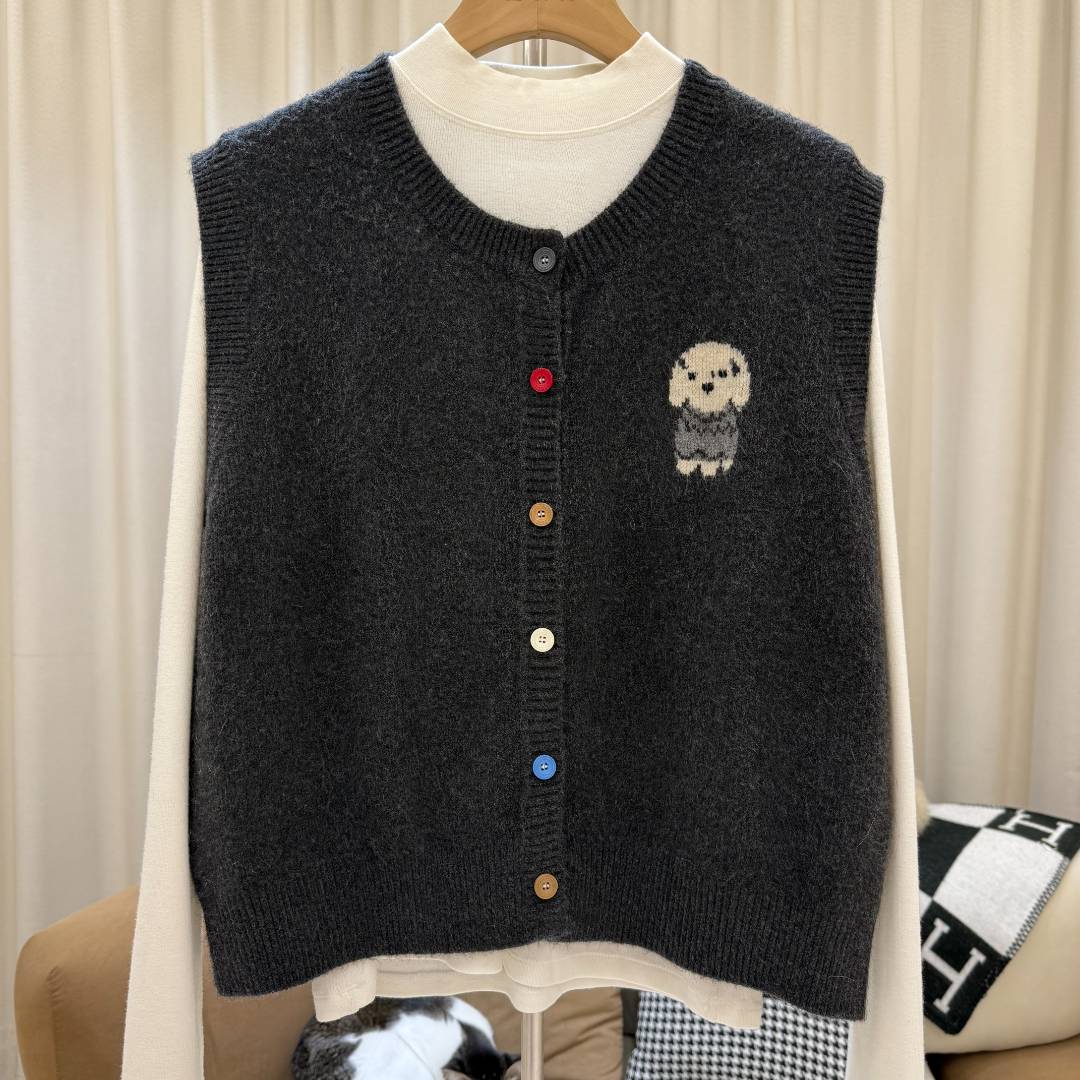 zaw大码胖妹妹针织毛衣马甲女春秋宽松百搭马夹背心/24706