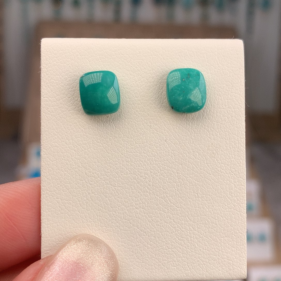 绿松石银S925镶嵌耳饰