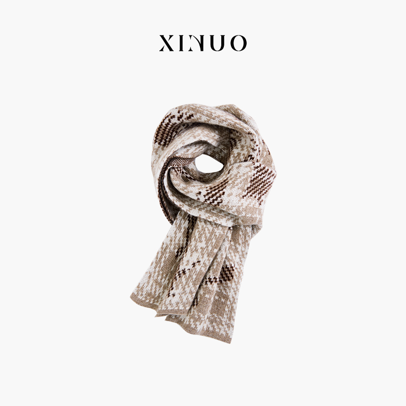 xinuosichou惜诺 格纹动物羊毛围巾高级感 秋冬保暖围脖新款送礼