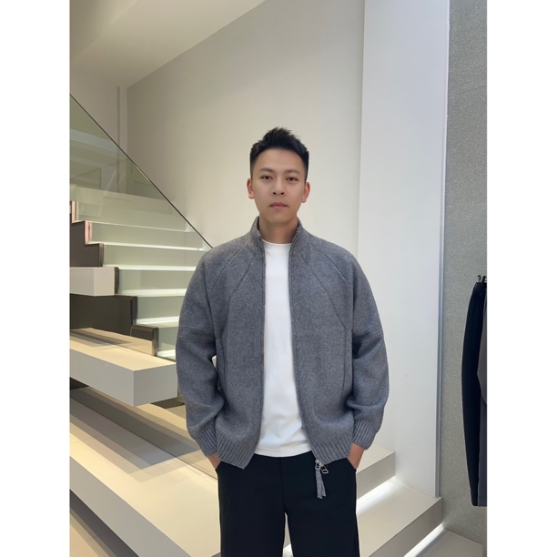 秋季针织短款外套长袖男士针织衫毛衣外套开衫夹克25609