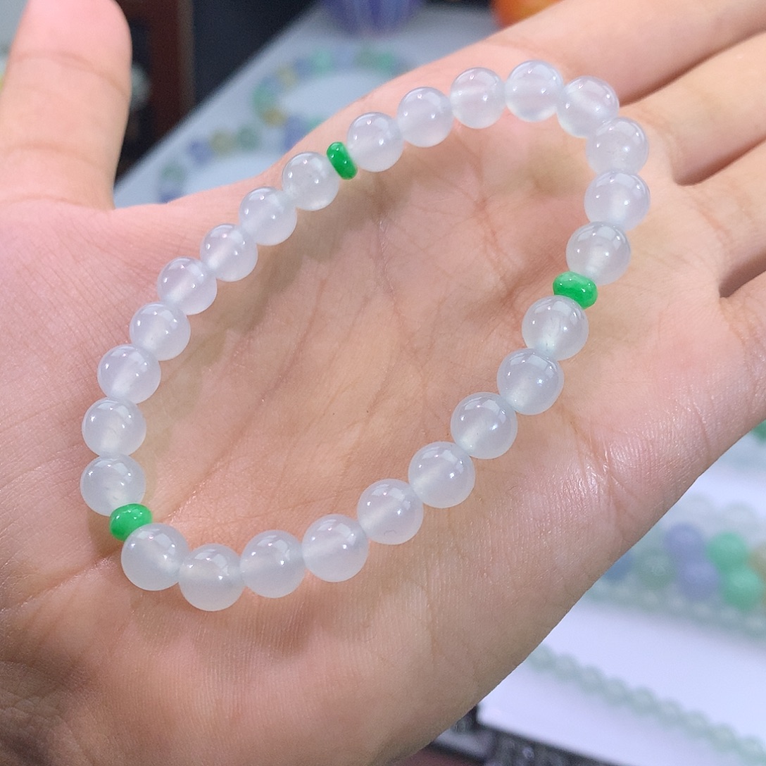翡翠未镶嵌手链4号 冰种白冰手串