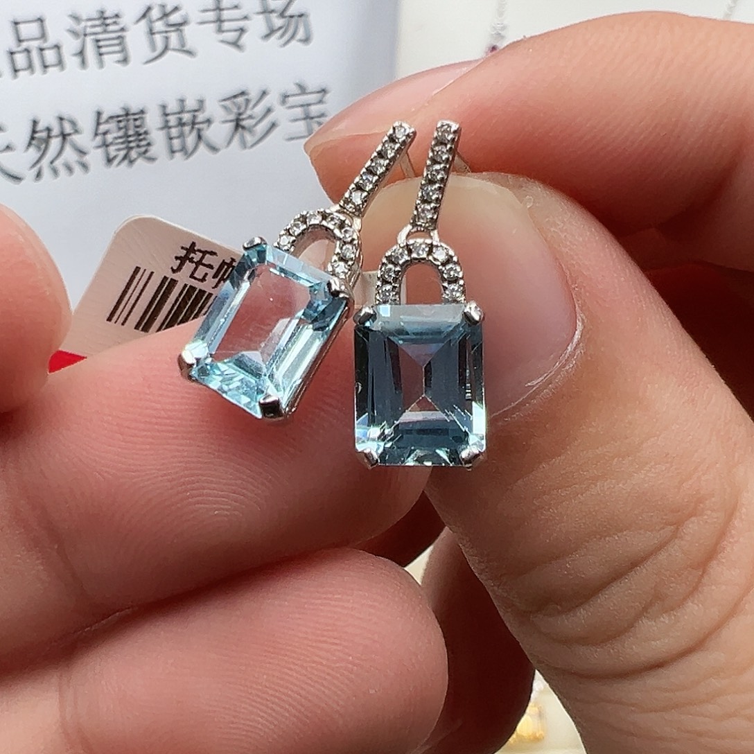 托帕石银S925镶嵌耳饰