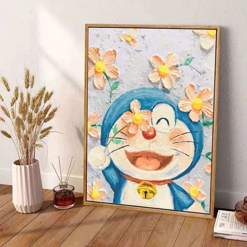 小清新多啦A梦十字绣2024新款线绣儿童卧室满绣针情针艺简单好绣