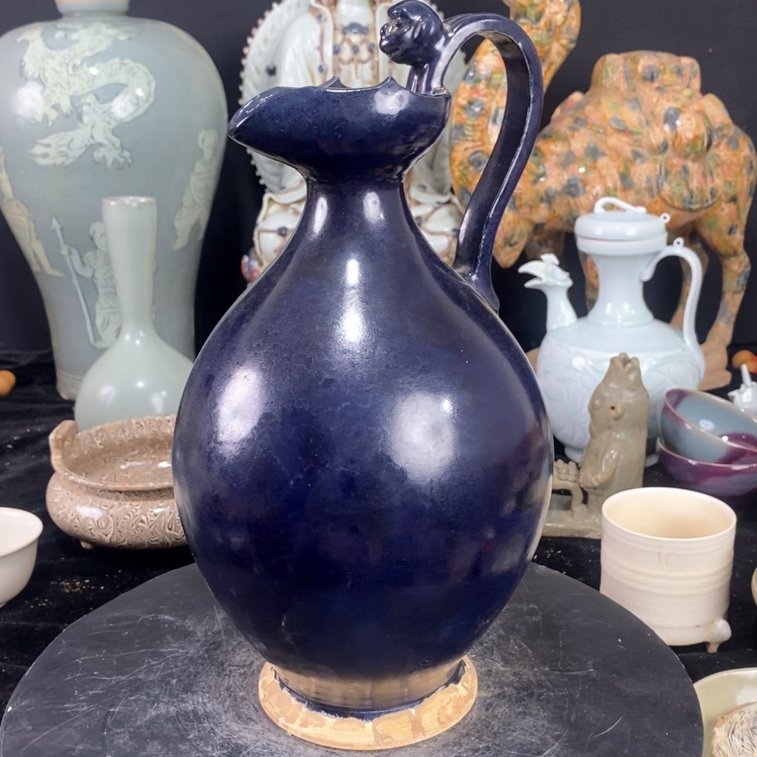 摆件纯蓝釉色瓷器瓷器