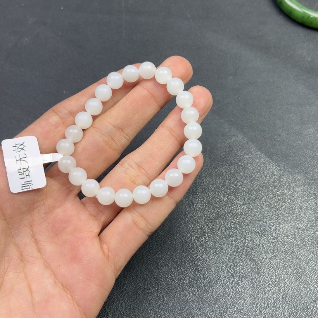 和田玉手链未镶嵌多样性野牛沟羊脂玉卡8货头