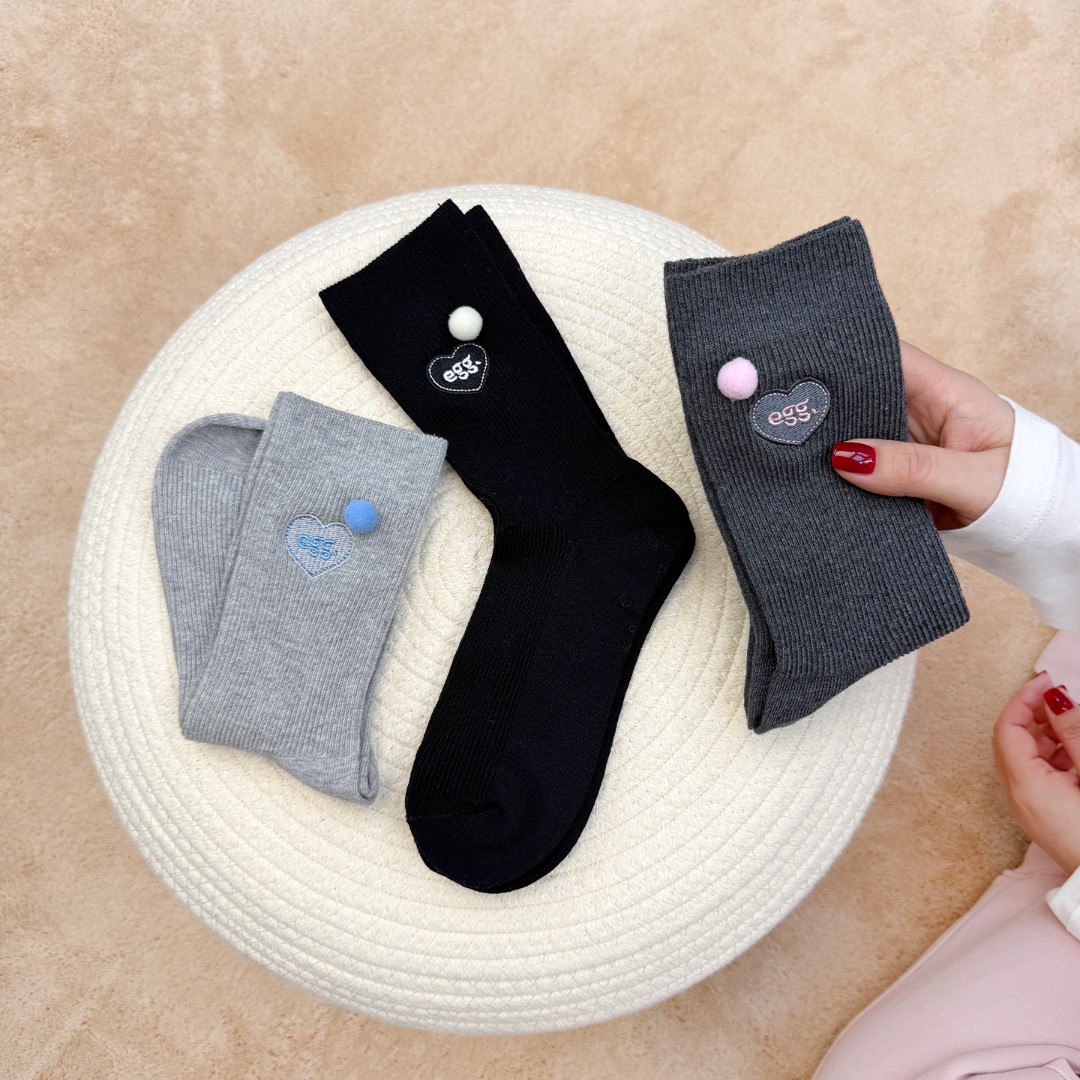 【左右棉袜】袜子女春秋冬季中筒袜百搭纯色棉袜子ins潮爆款高级灰