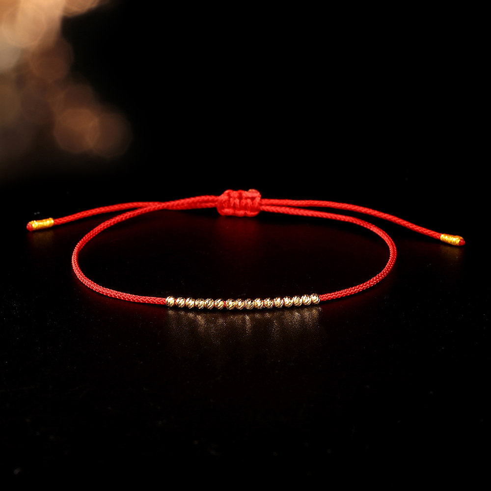 【柴柴专属】18k金蹦迪珠爆闪红绳手链