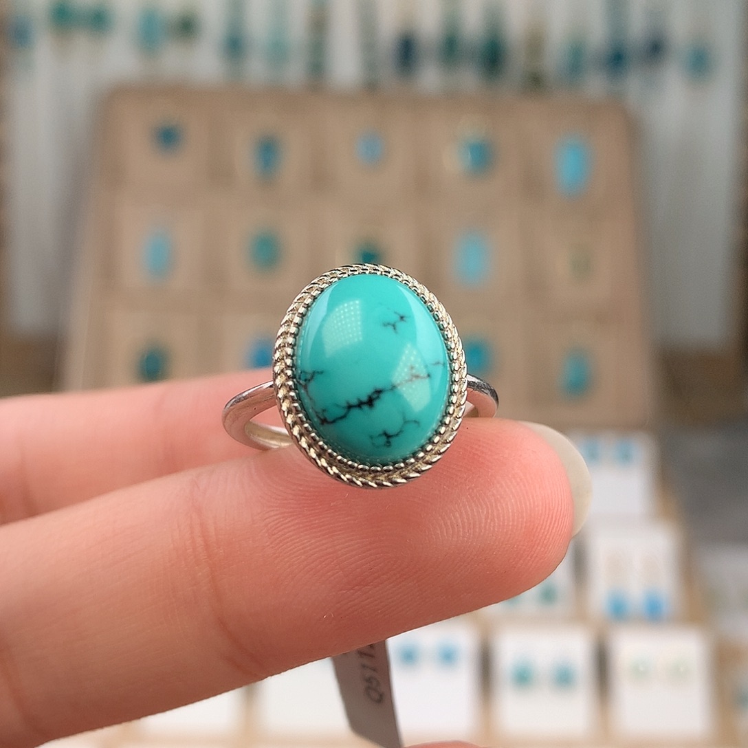 绿松石银S925镶嵌戒指