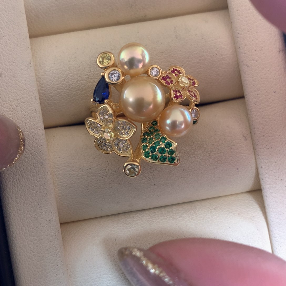 银S925镶嵌海水珍珠戒指