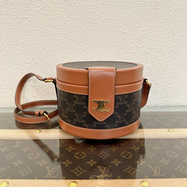 95新 Celine/思琳 Celine棕色老花化妆盒
