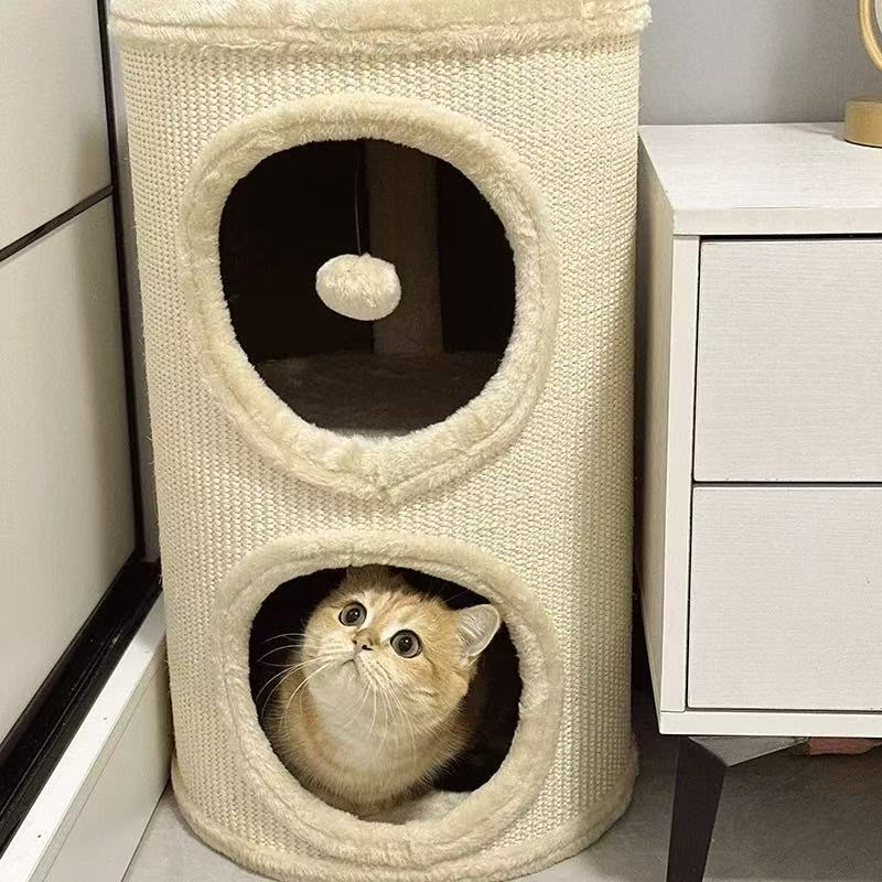 猫窝猫别墅冬季保暖小猫屋双层猫抓板剑麻桶封闭式猫咪房子猫爬架