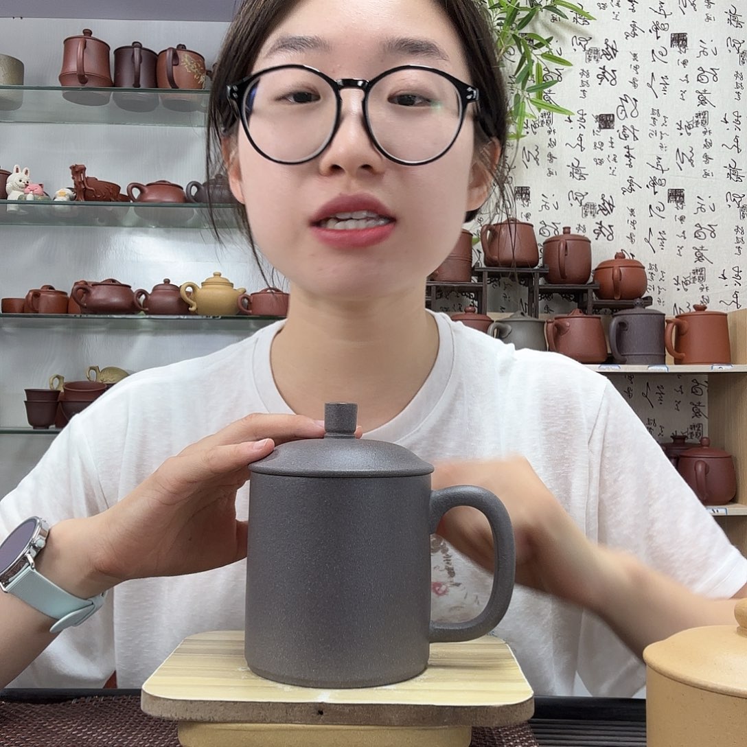 茶杯紫砂原矿鲨皮青正气办公杯500CC左右微瑕