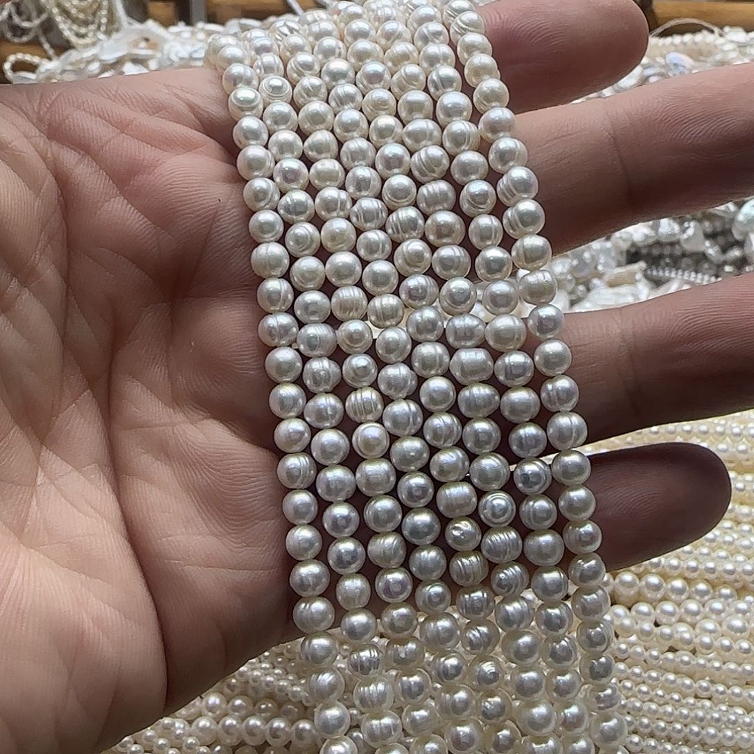 未镶嵌淡水珍珠半成品卡5mm小螺纹珍珠