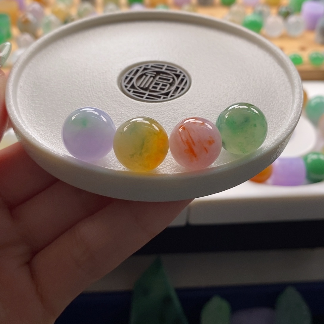 翡翠未镶嵌颈饰特色飘花圆珠卡12