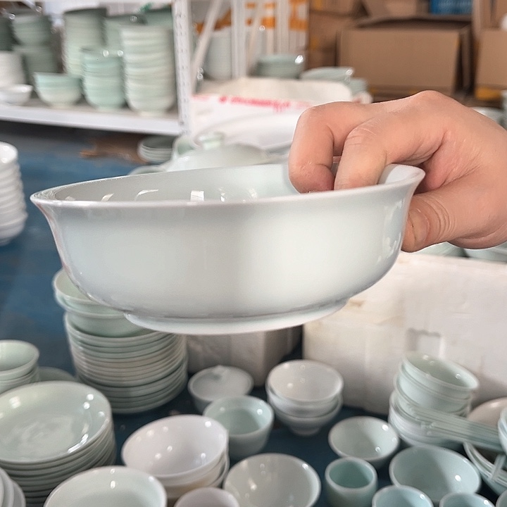 瓷片青瓷5.5寸福禄米饭碗四个，微瑕包邮