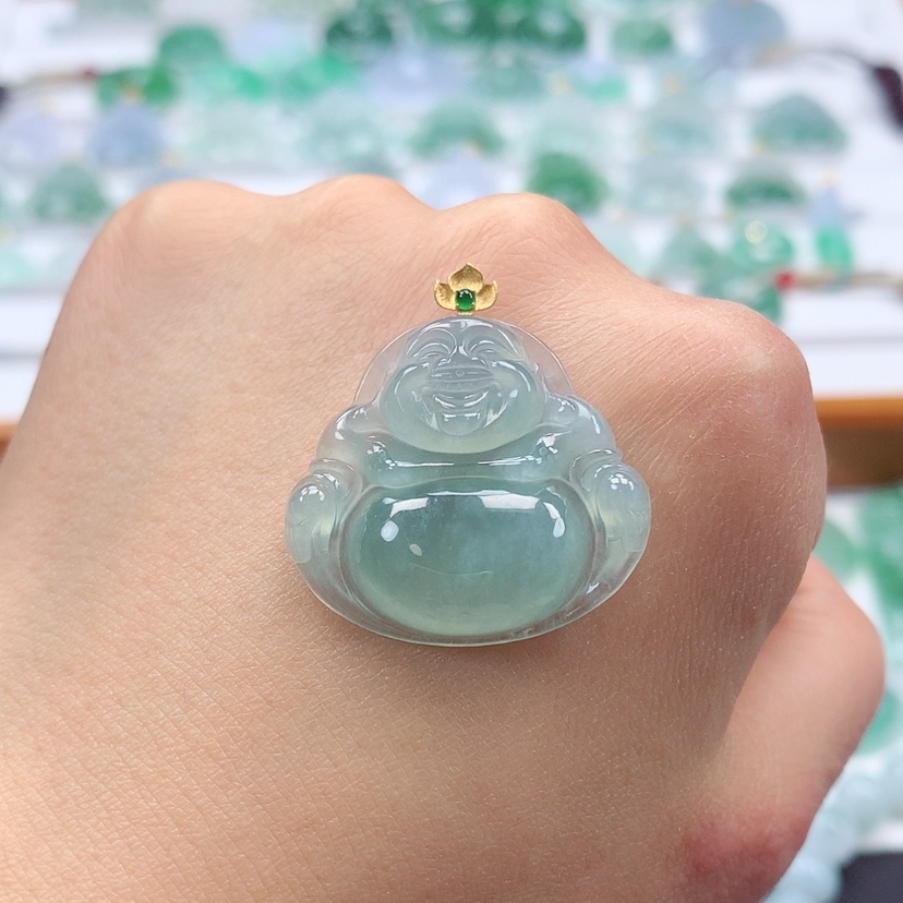 【闪购商品】翡翠吊坠(赠链)18K金镶嵌