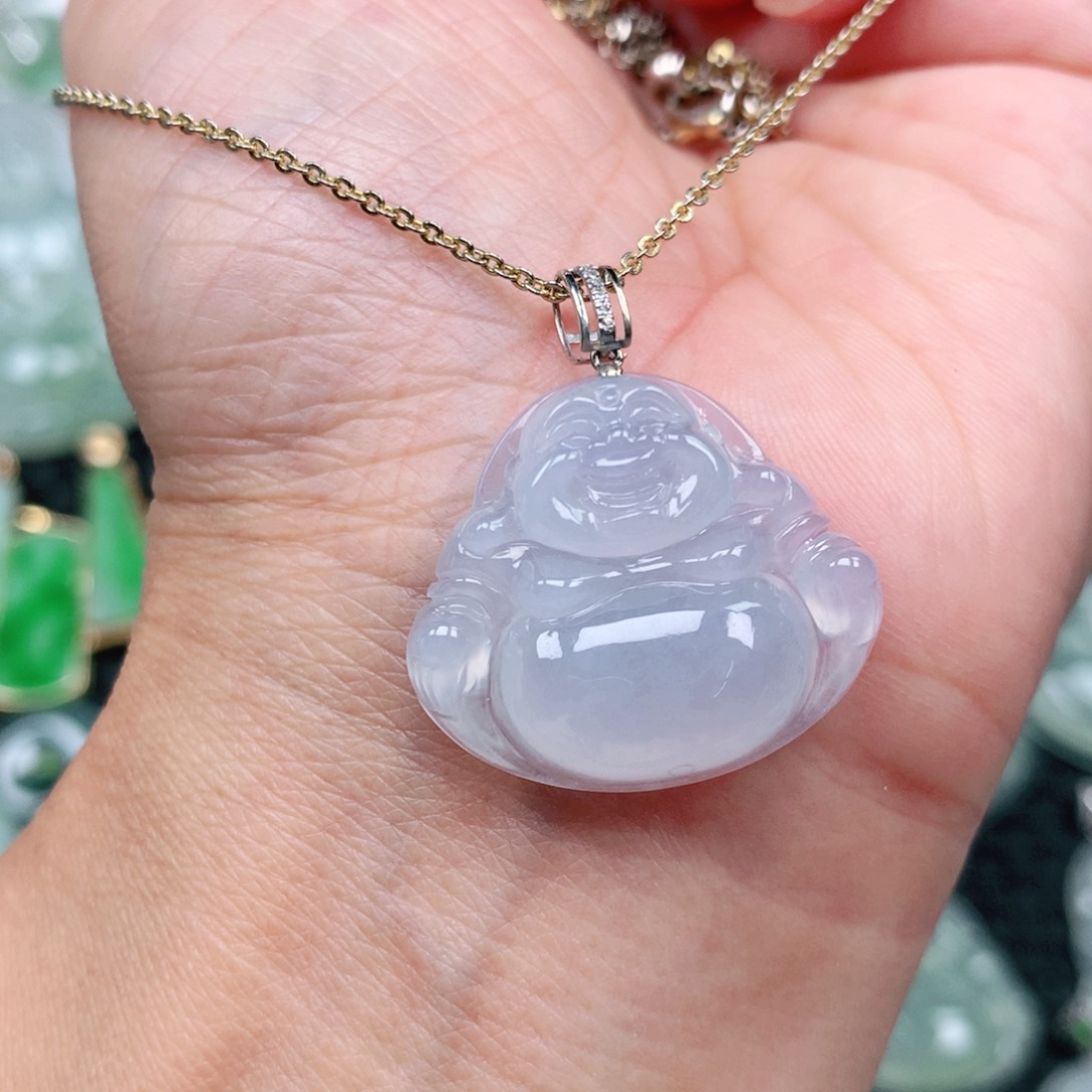 翡翠吊坠(不含链)18K金镶嵌