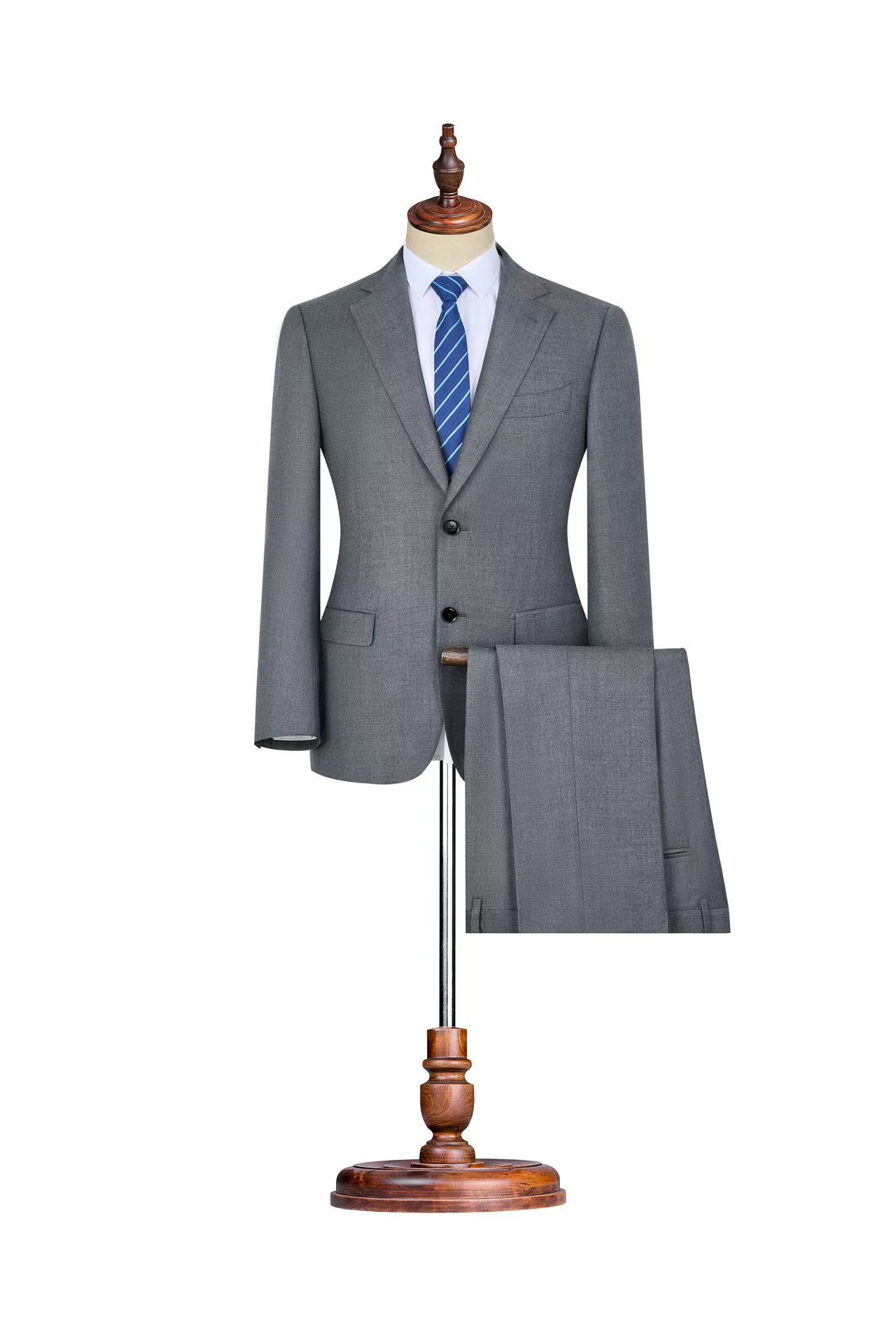 杜卡蒙TOCARM男士商务休闲结婚修身灰色大码西服单西纯羊毛